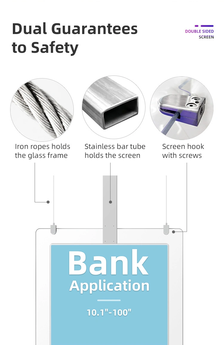 43 55in Hanging Display Screen Double Sided Ceiling Ultra Thin Transparent Display